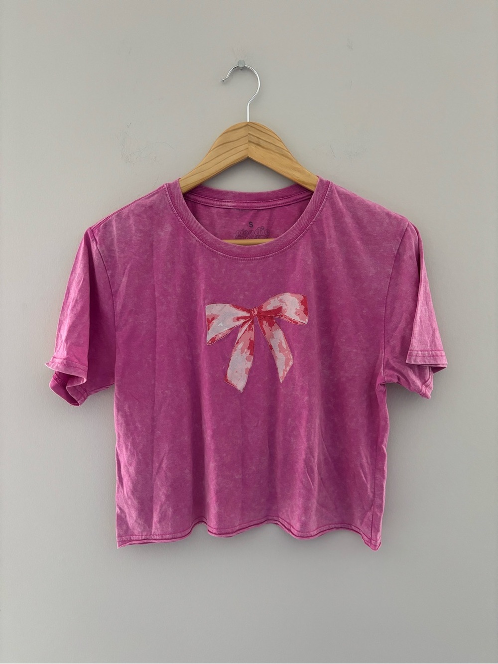 Goodie Two Sleeves Pink Bow Graphic Tee Women's Retro Vintage Style T-Shirt
